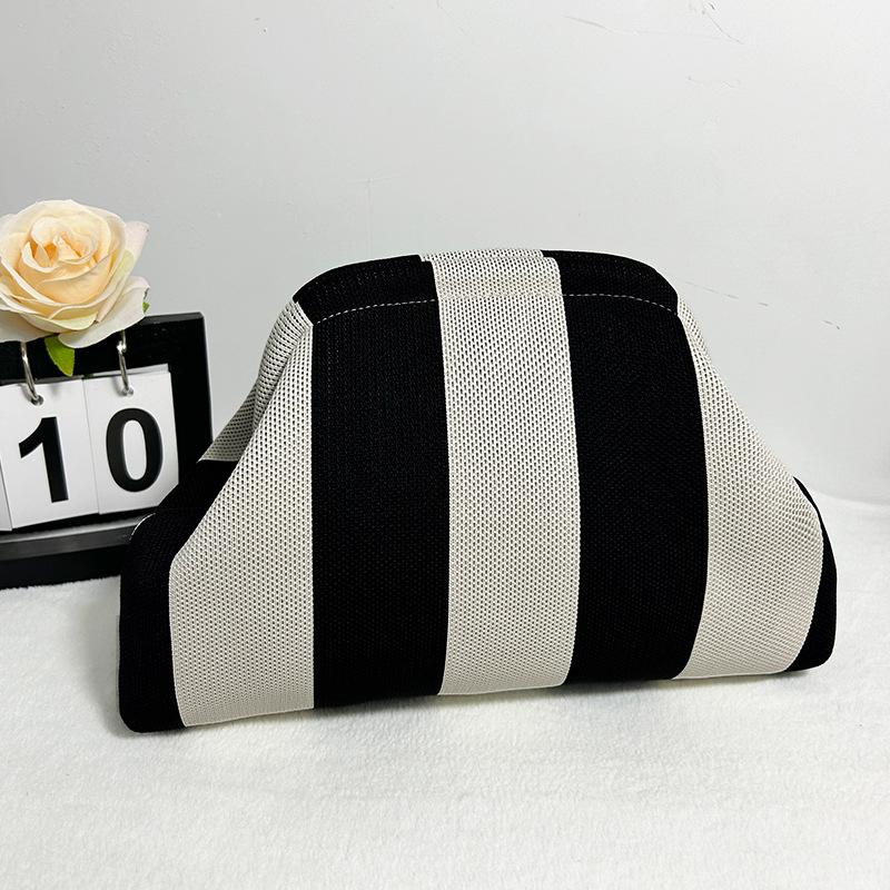 Crochet Shoulder Bag, Women's Vibrant Stripe Cloud Pouch, Slouchy Dumpling Beach Bag for Party and Travel, Bag For Purchase,camping essentials tiktokshopbacktoschool