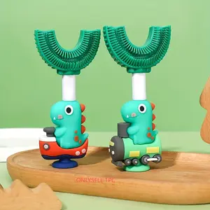 Standing Dinosaur Train Oral Toothbrush for Toddlers, U-Shaped Quick Clean Design, Perfect Gift for Kids Who Love Dinosaurs