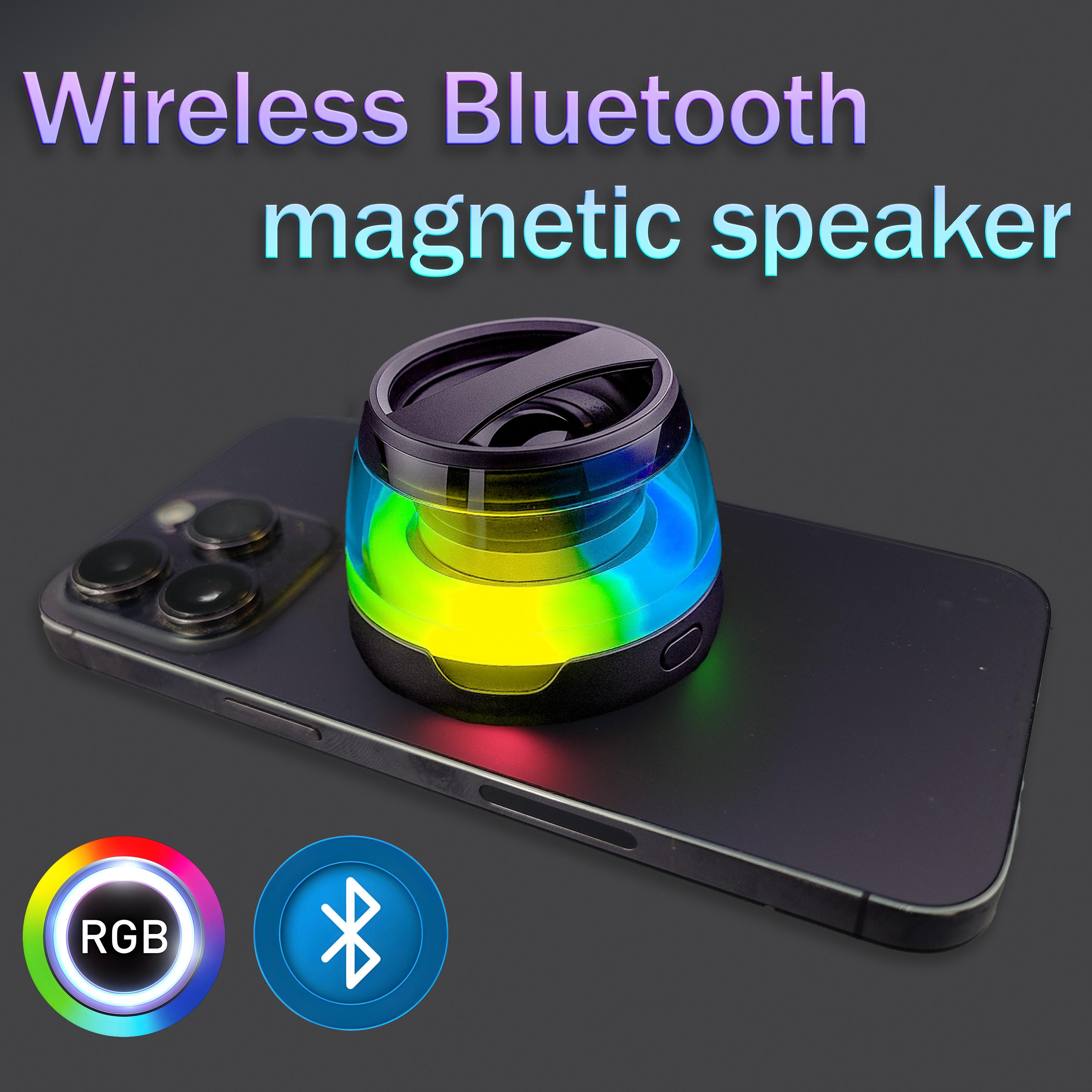 RGB Bluetooth Speaker - Tiny Portable with Magnetic Phone Holder| Wireless Sound + Charging| Compact Office Home Use