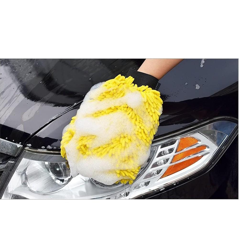 Car Wash Mitt Microfiber 2-Pack, Scratch-Free & Lint-Free, Double-Sided Chenille & Coral Fleece, Waterproof, 10.25"x7.5", & Blue