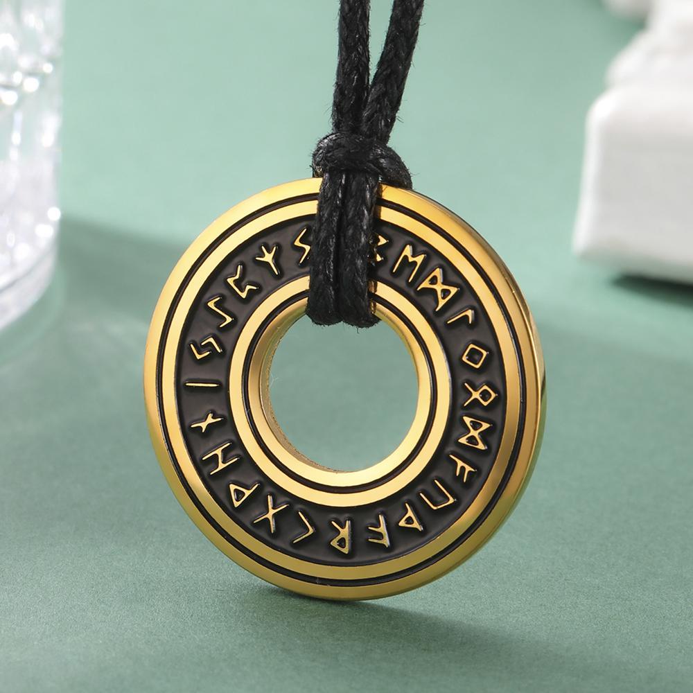 LIKGREAT Vintage Nordic Rune Necklaces for Men Stainless Steel Norse Runes Viking Jewerly Pagan Pendant Amulet Gift Hot Sale