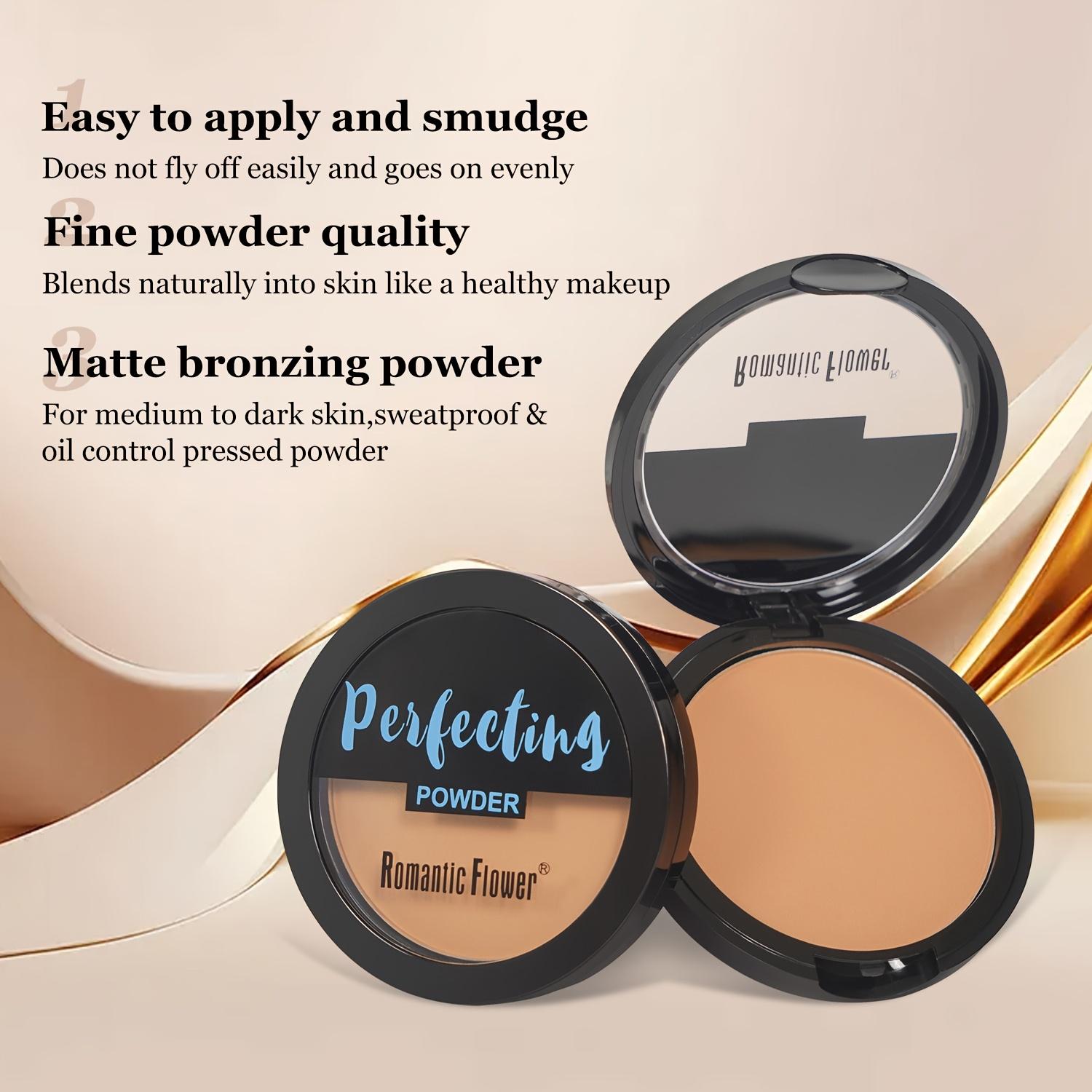 3 Shades Deep Matte Perfection Beauty Powder Cake, Matte Long-Lasting Waterproof, High Coverage Oil-Control Face Makeup Pressed Powder with Puff