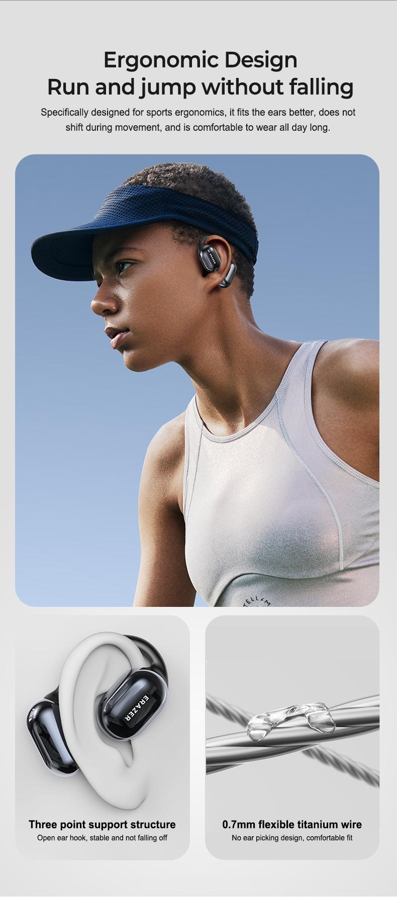 ERAZER OWS Touch Screen Earphone Bluetooth 5.4 Wireless Headphones Noise Canceling TF Card Headset HIFI Stereo Full-Color Display Multifunctional Earbuds With Mic