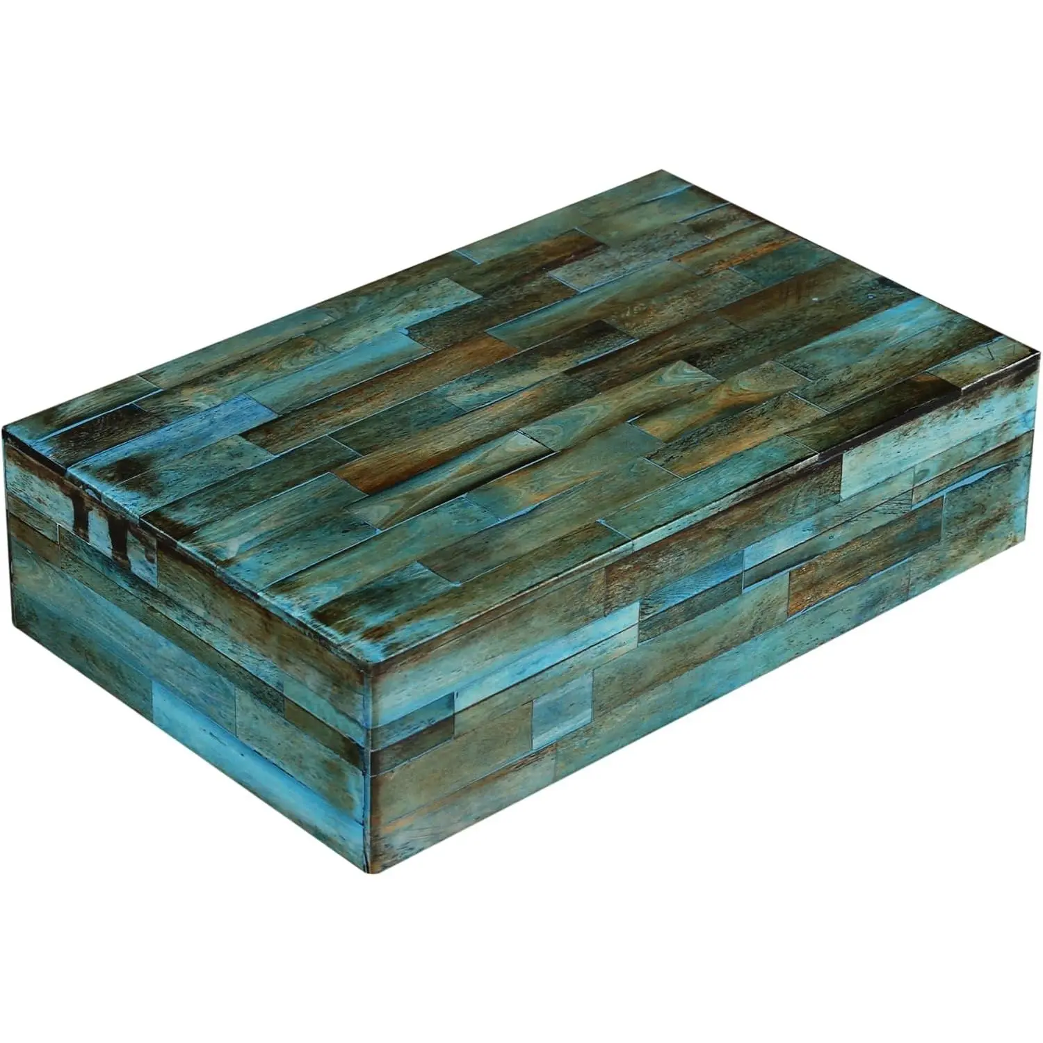 Decorative Storage Box with Lid- 8x5x2” Small , Trinket Box, Memory Box- Decorative Boxes for  Decor, Centre Table, Giftable Storage Accent- Verdigris