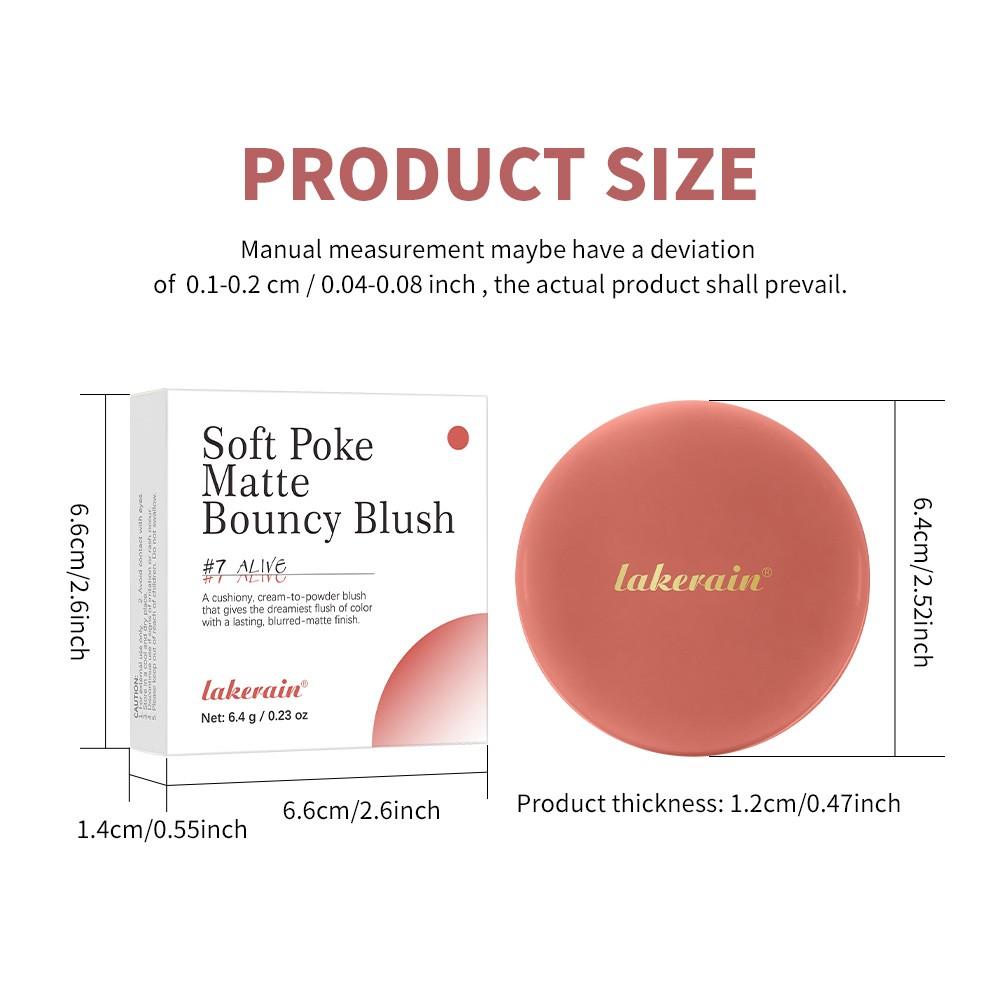 Matte Bouncy Blush, Cream-to-Powder, Blurs Pores, Buildable, Long-Lasting, Lightweight Blush for Girls and Women, Cosmetics Products