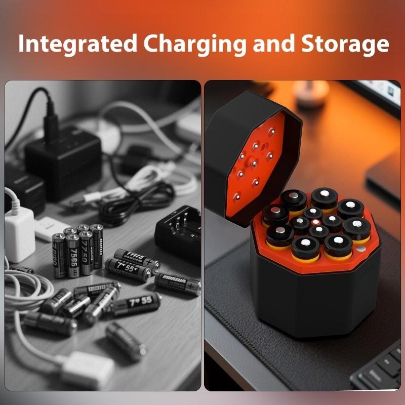 A rechargeable lithium battery compartment, consisting of 8 AA and 4 AAA lithium batteries, suitable for various household appliances. It features rechargeable lithium-ion batteries that can be reused. A must-have item for the home.