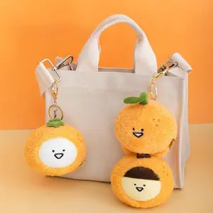 Mini Fruit Orange Elf Plush Toys Soft Fluffy Cartoon Orange Pendanta Lovely Keychain Bags Hanging Decor Funny Gift To Friends