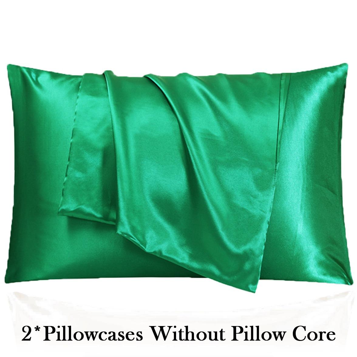 Luxury Satin Pillowcase 2-Piece Set, Solid Color, Soft and Breathable, Helps Protect Hair and Skin, Perfect for Home Decoration.