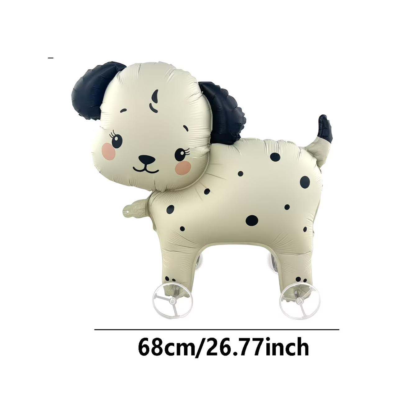 8pcs Cute Dog Balloons with Wheels and Ropes, Cream Spot Design, Perfect for Outdoor Birthday Party Decorations