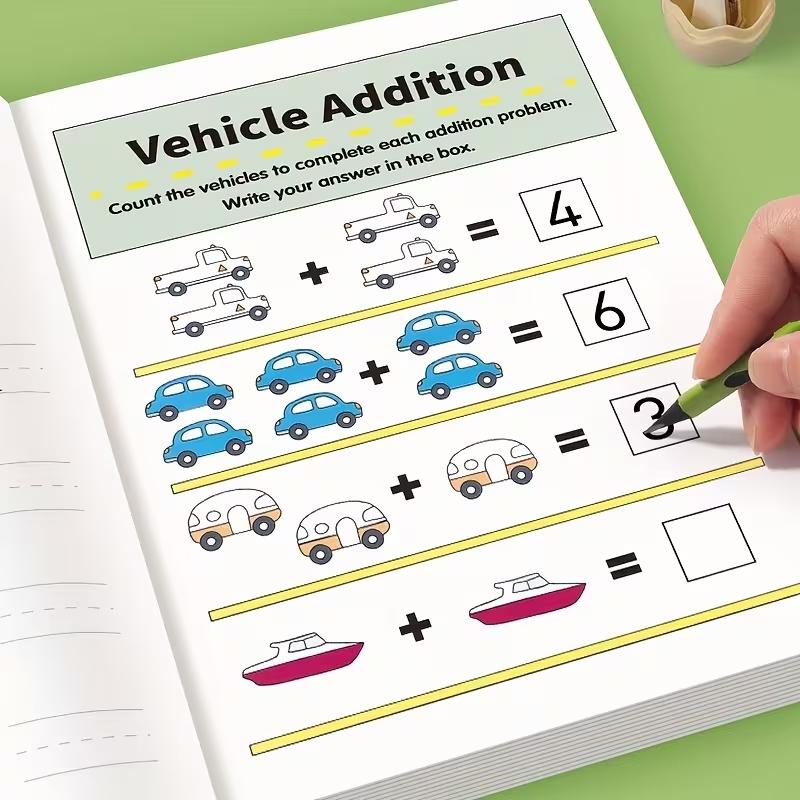 64 Pages Mental Math Workbook Set, Addition & Subtraction Up to 10, Suitable for 3-6 Years Old, Fun Learning Activities for Classroom & Home