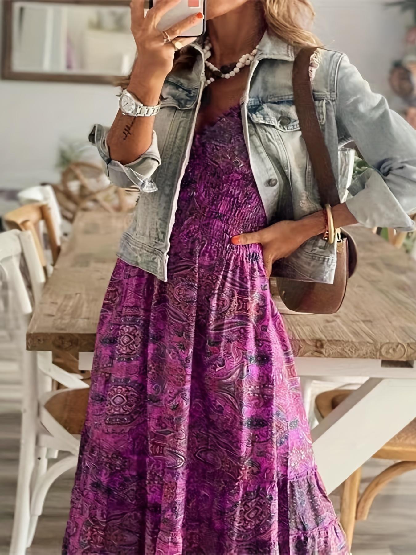 Plus Size Bohemian Dress, Scallop Edge Design, Curvy Friendly Vacation Dress