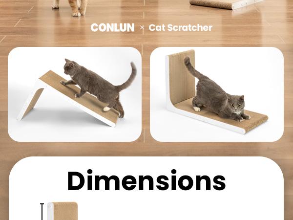 Conlun Cat Scratcher for Indoor Cats 22.8 Inch L Shaped Vertical Scratching Board with Ball Toy Light Wood L-Shaped Wall-Mounted Cat Scratcher Springtok Ramp Apartment Sturdy Home Durable Construction Easy Assembly Striped Design