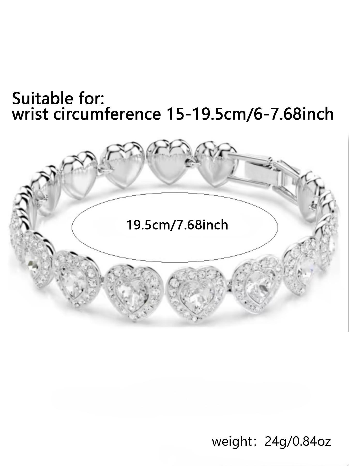 2026 Fashion Jewelry New Arrival Heart Design Bracelet, Exquisite Trendy Bracelet, Sparkling High-Quality Tennis Ball Plated Silver Chain, Luxury Holiday Gift for Women, Heart Bracelets