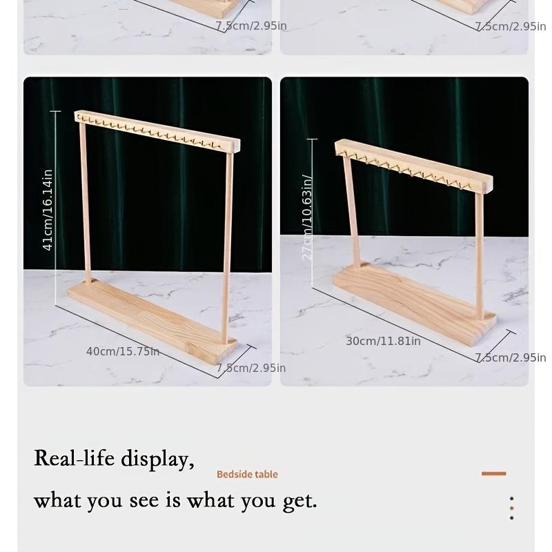 Solid wood double-row hook jewelry display rack Double Tiers