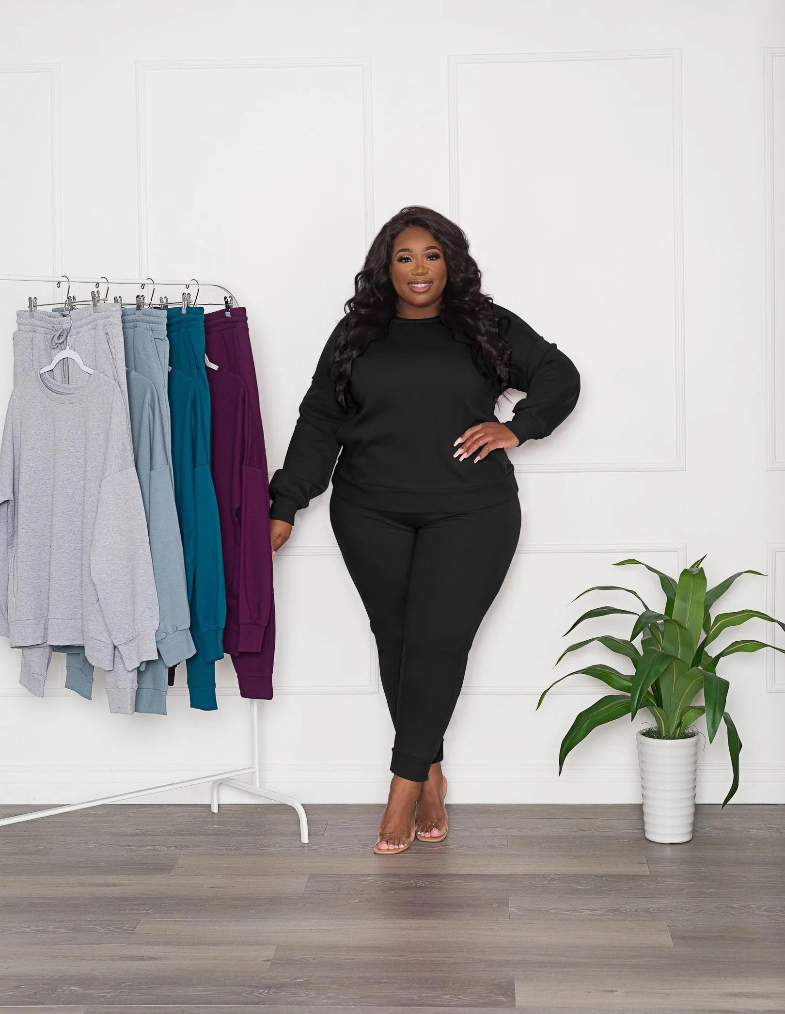 Plus Size Two Piece Outfits For Women Casual Round Neck Jogging Sets Long Sleeve Tracksuit With Pockets(2 sets for fs) Jogger Shorts Clothing vacation sets Plus Size Two Piece Outfits For Women Casual Round Neck Jogging Sets Long Sleeve Tracksuit With Pockets(2 sets for fs) Jogger Shorts Clothing vacation sets