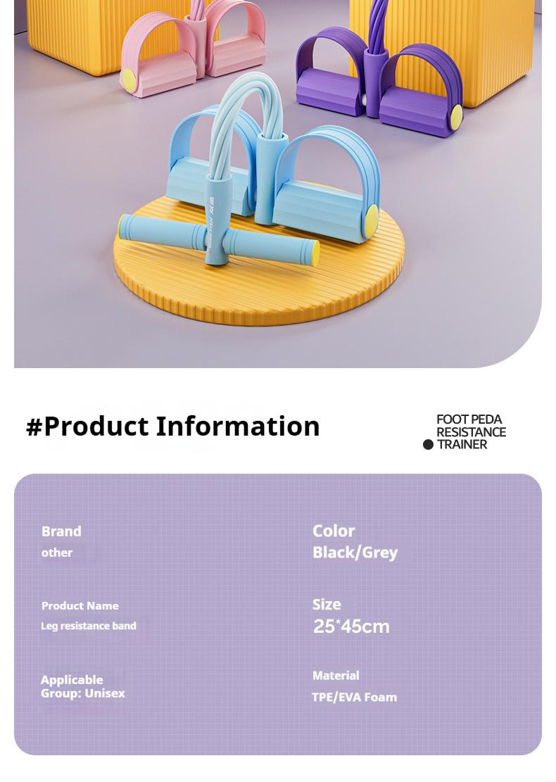 6-Strand Heavy Duty Abdominal Crunch Fitness Equipment – Leg & Core Workout, Sit-Up Assist, Home Gym Exercise, Non-Slip Foot Pedal & Resistance Bands (Portable)