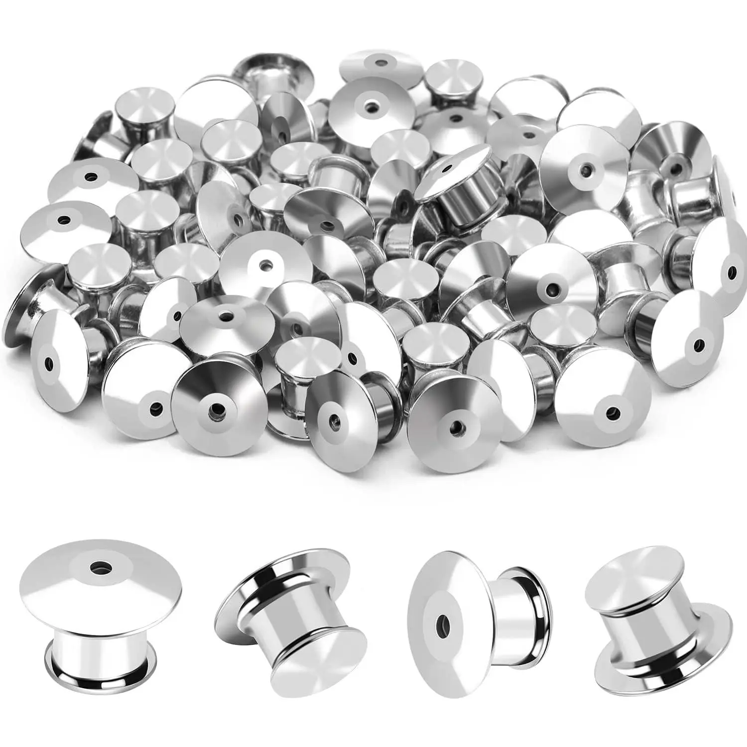 40 count Locking Pin  Keeper Clasp, Metal Pin Backing for Brooch Lapel