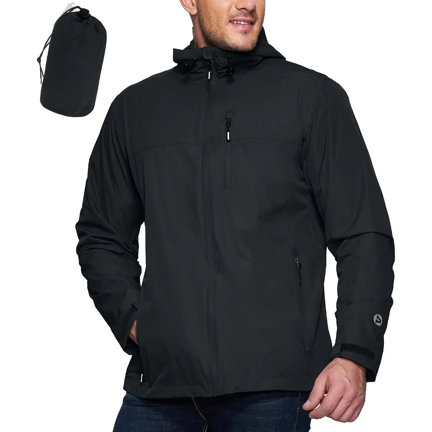 Men's Packable Rain Jacket Waterproof Lightweight Raincoat for Men