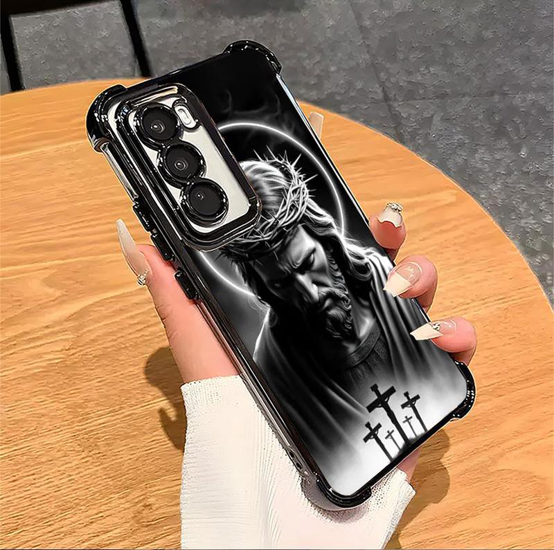 Jesus Clear Protective Four Comers Air Cushion Anti-drop CellPhone Case Clear BracketPhone Case For SAMSUNG GALAXY S22 S23 S24 FE ULTRA PLUS Four Corners Cases #SMYS7