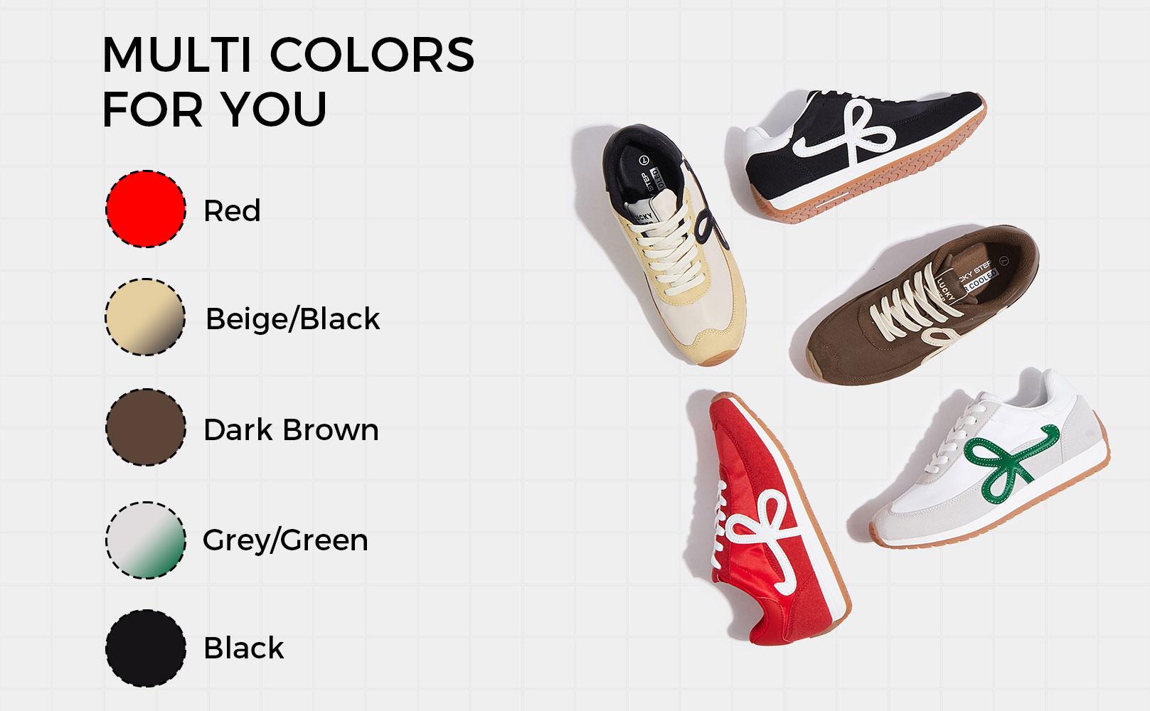 LUCKY STEP Women's Fashion Sneakers Trendy Stylish Low Top Classic Retro Casual Ladies Comfortable Running Walking Shoes with Nylon Suede Upper & Slip Resistant Outsole