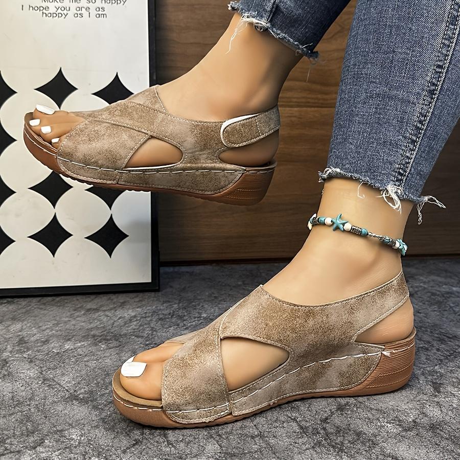 Women's Color Block Thick-Soled Sandals, Versatile Open-Toe Classic Summer Shoes, Women Shoes