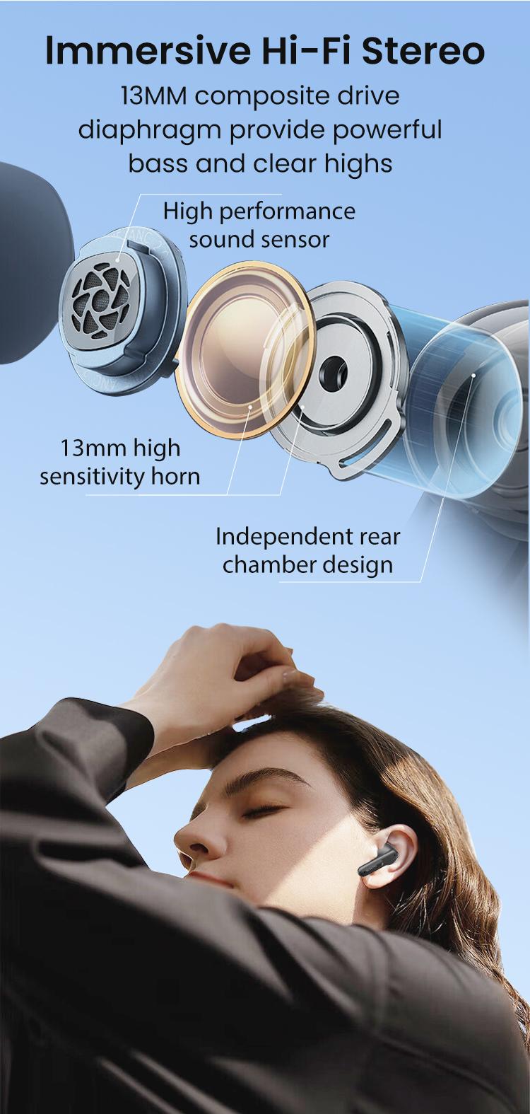 MINISO X50 Bluetooth Headphones True Wireless Earbuds 60H Playback LED Power Display Earphones IPX5 Waterproof in-Ear Ear buds with Mic