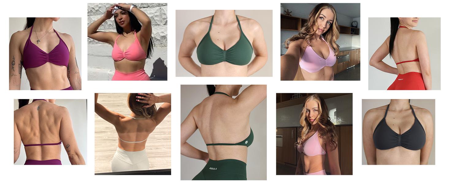 AUROLA Influence Strappy Bra Sports Bras for Women, Backless Padded Impact Strappy Bra for Workout Gym Yoga with Removable Cups SpringStatements