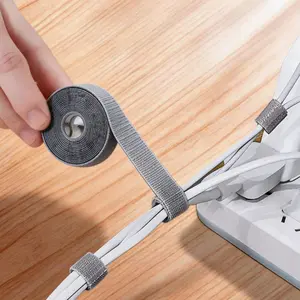 Self-Adhesive Velcro Cable Management Strap, Cuttable and Reusable, Ideal for Data Cables, Wires, Earphone Cords, Home Organization