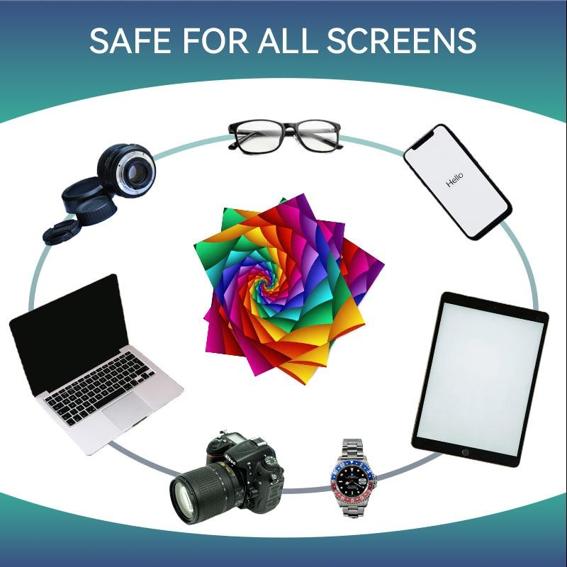 1/3/6/14pcs Rainbow Spiral Cleaning Cloth, Suitable For Camera & Eyeglass Lenses, Multiple Specifications Available, Single - Sided, High - Efficiency Cleaning, Soft Material, Ideal For Home & Photography Use, Bright & Striking Design