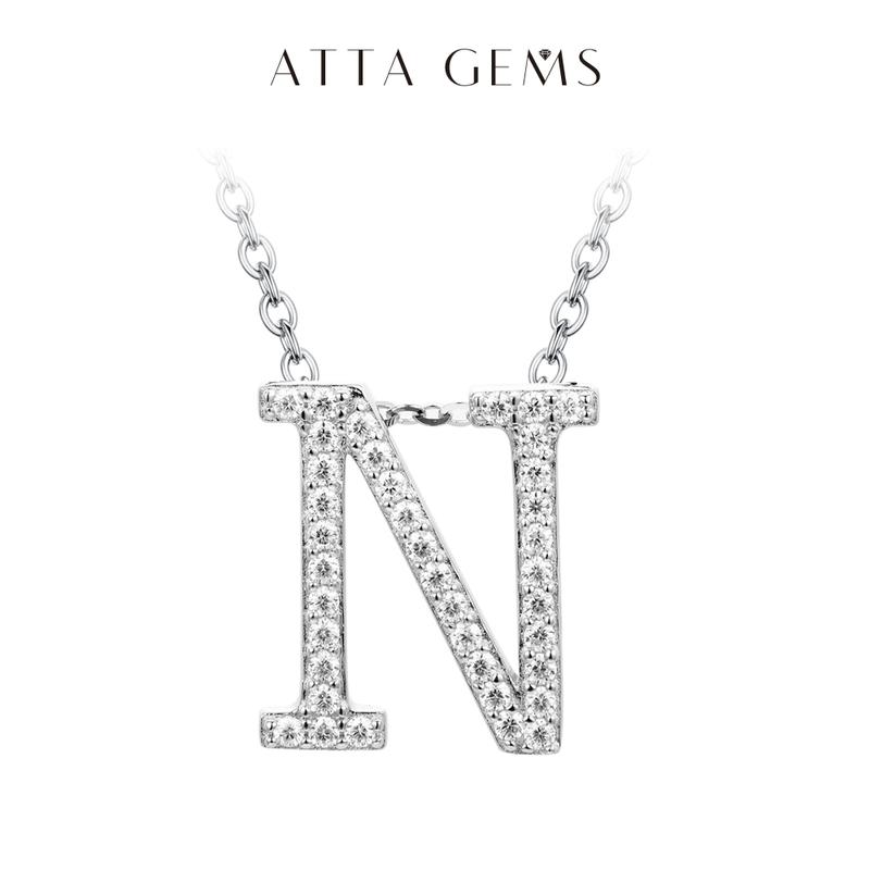 A~Z 26 Letters Necklace Synthetic Moissanite Pendant DIY Design Have Pendant and Chain Free N010