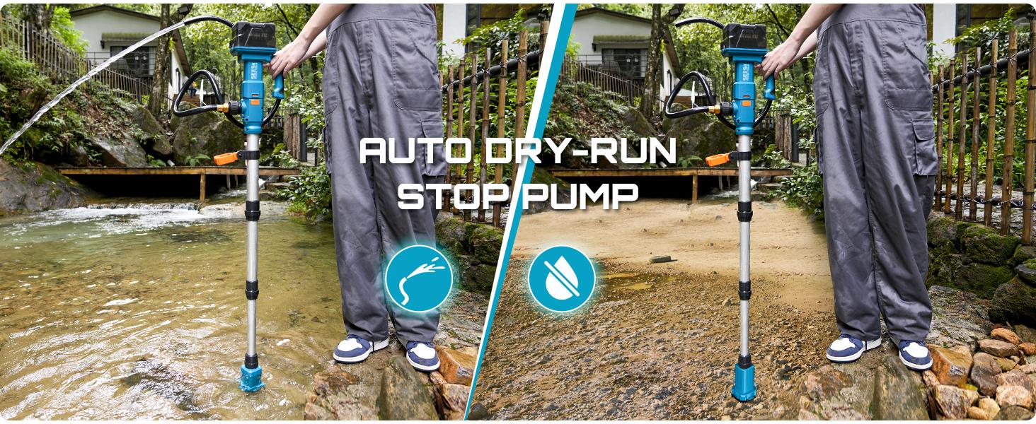 Seesii Cordless Stick Water Transfer Pump, with 2*4000mAh 21V Battery & Charger, 720GPH, 32FT Head, Handheld Portable Utility Sump Pump Kit with 3/4" Outlet for Pool/Garden/Pond/RV/Boat Draining#dieseltransferpump #kerosenetransfer#waterpump