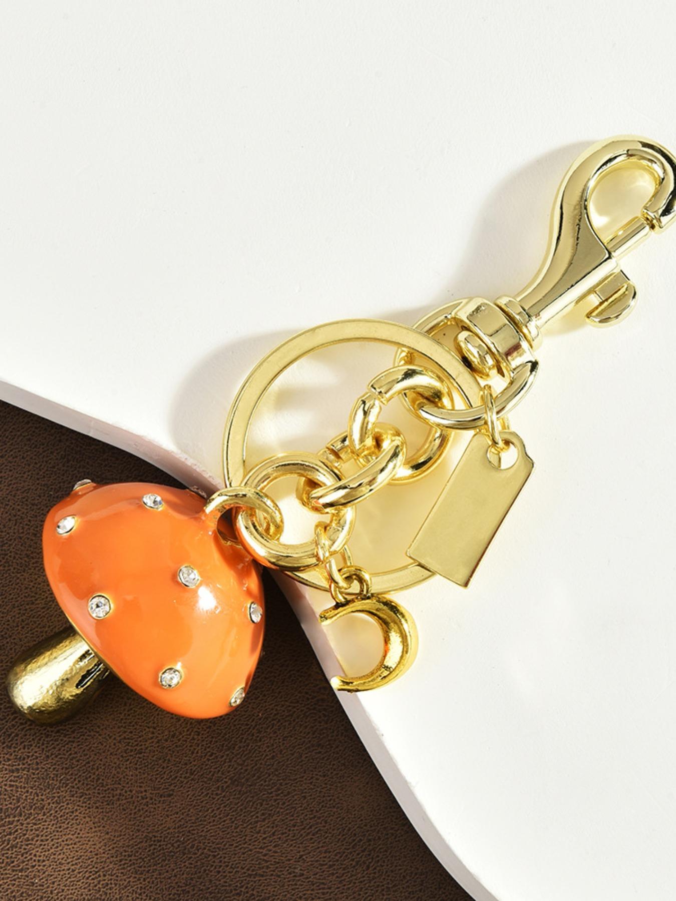 Elegant Rhinestone Mushroom Keychain, Star Moon Element Alloy Pendant, Cute Girl Heart Bag Charm, Car Key Ring Accessory, Unique Gift