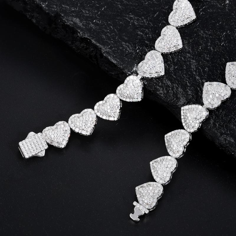【#B230】  Sparkling Synthetic Moissanite Chain Bracelet 100% 925 Sterling Silver