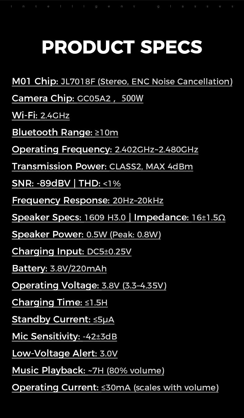 HYUNDAI M01 Intelligent  Camera And Video Glasses, built-in high-definition camera, equipped with surround sound headphones and speakers,and have smart polarized lenses that block blue light. They are suitable for daily activities such work and driving.