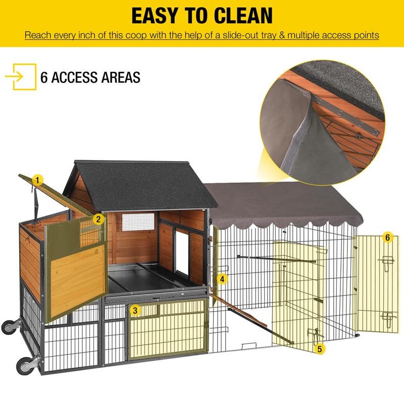 Aivituvin- AIR7006 Wooden Chicken Tractor with Metal Frame for 6-8 Chickens,Chicken Coop