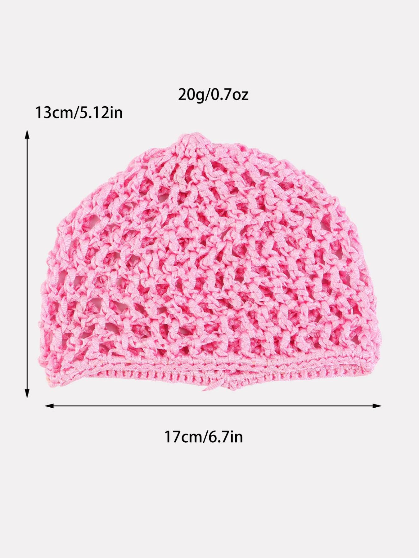 Solid Color Crochet Elastic Hair Band, Hollow Out Design Hair Net, Baby Pink, Hair Salon Tools & Accessories for Women & Girls