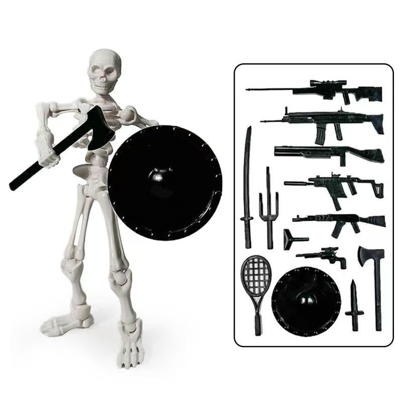 Official Poseable Skeleton Action Figure Model Kit - 20+ Points of Articulation for Halloween, Day of the Dead, Christmas Graveyard Gag Gift & Stop Motion Animation for TikTok