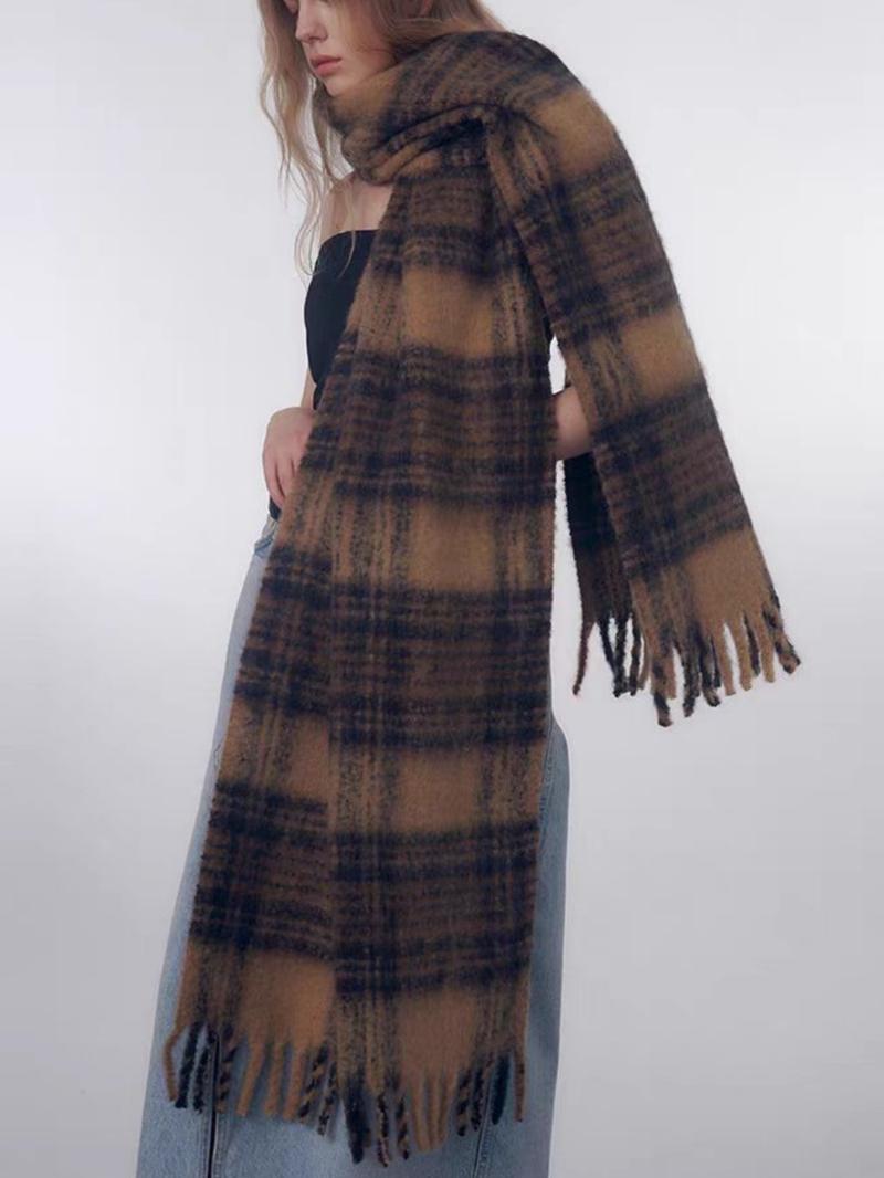 Women's Elegant Trendy Plaid Scarf, Casual Fashionable Warm Comfy Shawl, Soft Comfy Scarf For Fall & Winter