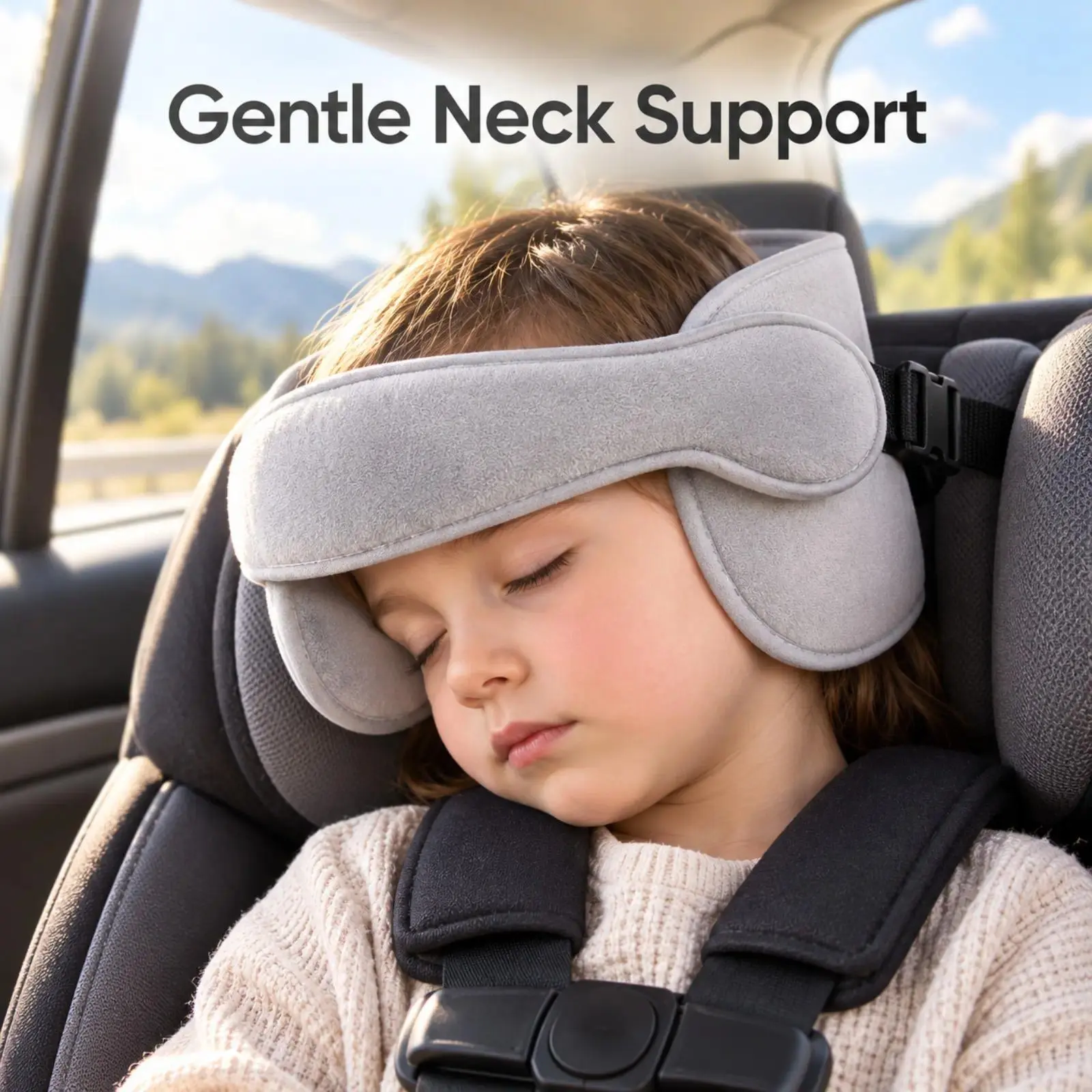 2Pcs/1Pcs Soft Adjustable Fabric Car Head Support Strap, Comfort Neck‑Relief Sleeping Head Rest Holder, Secure Stable Car Seat Accessory for Road Trips, Daily Commute & Long‑Distance Travel