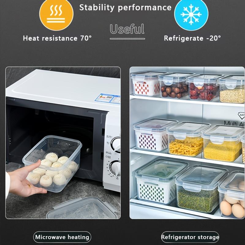 3Piece Plastic Food Storage Containers Set with Lids and Strainers Airtight Leakproof Freezer Safe Fridge Storage Container Reusable Food Storage for Fruit Vegetable Meal Prep Kitchen Organization