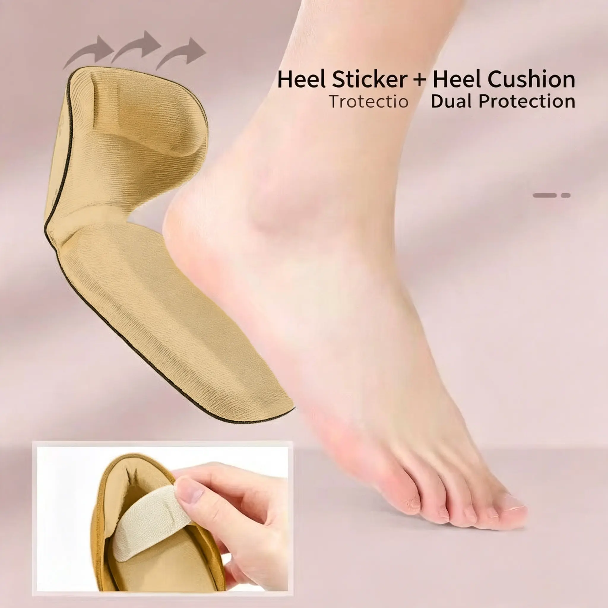 Integrated Heel Protector Pad With Zoned Double Protection, Shrink Loose Shoe Size Effectively, Soft Cushion for Long-time Wearing High Heels