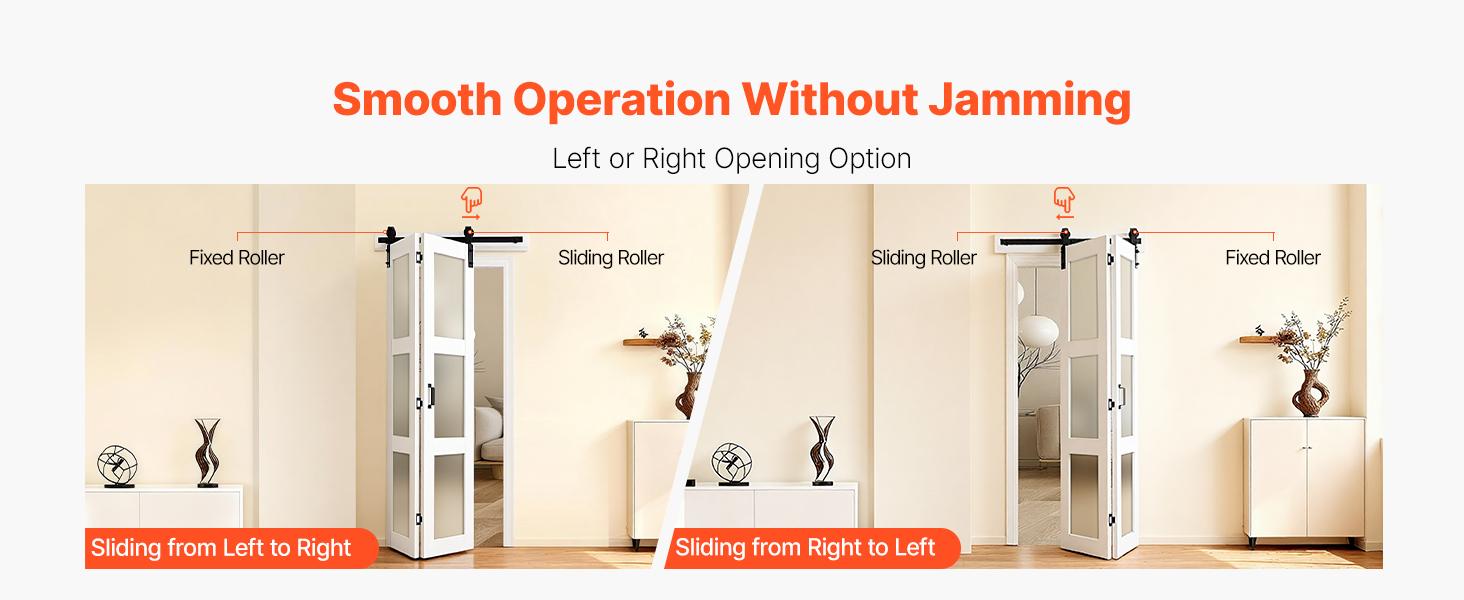 VEVOR Bifold Barn Door, 36x 84, MDF with Tempered Glass Bi-Fold Sliding Closet Doors, Hardware Kit Included, Space-Saving Design, Pre-Assembled Panels for Bedroom, Living Room, Wardrobe, White