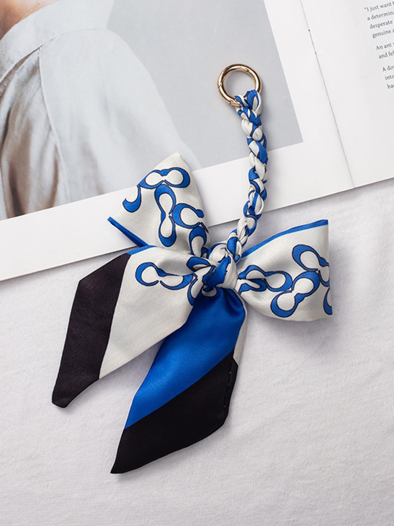 Elegant Braided Silk Scarf Bow Bag Charm, Luxury Handbag Pendant Accessory, Cute Aesthetic Bag Decor, Multi-use Keychain & Phone Charm, Perfect Birthday Christmas Mother's Day Gift for Women Girls, Trendy Bag Accessory for Tote Backpack Handbag