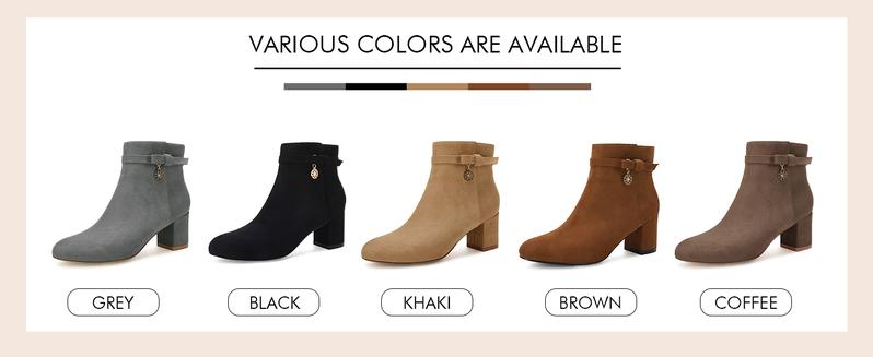 Coutgo Women's Ankle Boots Chunky Block Low Heel Vintage Tie Knot Booties Shoes with Side Zipper Coutgo Women's Ankle Boots Chunky Block Low Heel Vintage Tie Knot Booties Shoes with Side Zipper