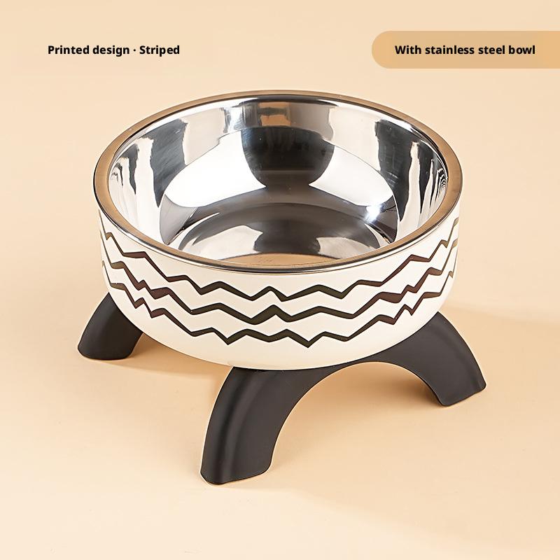 Cat High-Heeled Bowl Neck Protection, Pet Stainless Steel Bowl, Anti-Slip Non-Tip Dog Bowl, Durable Feeding Dish for Pets