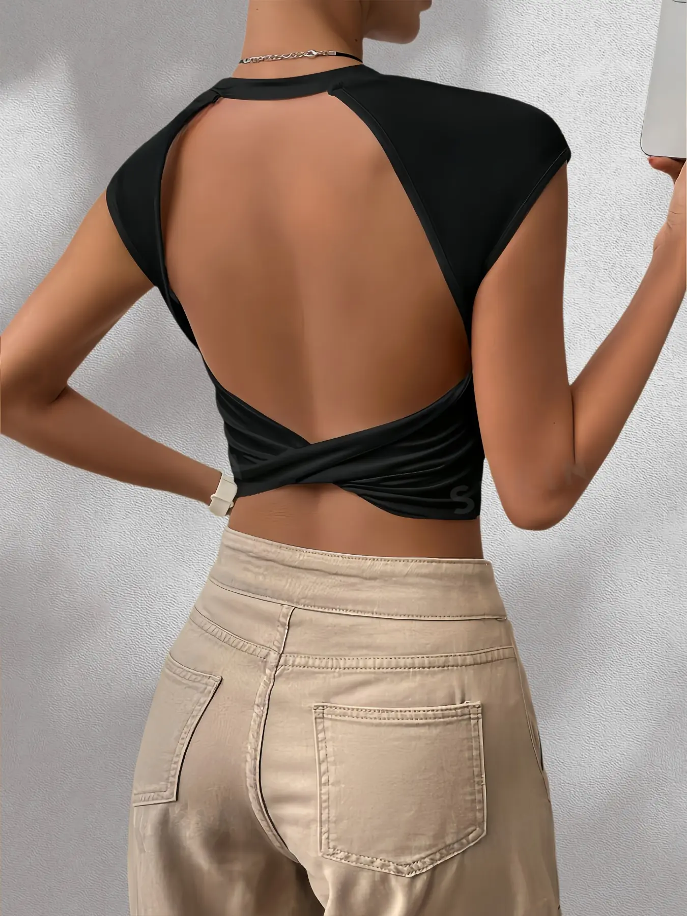 Unique Hollow Out Backless T-Shirt, Slim Fit Bodycon Top, Versatile Streetwear Tee, Trendy Casual Wear for Women
