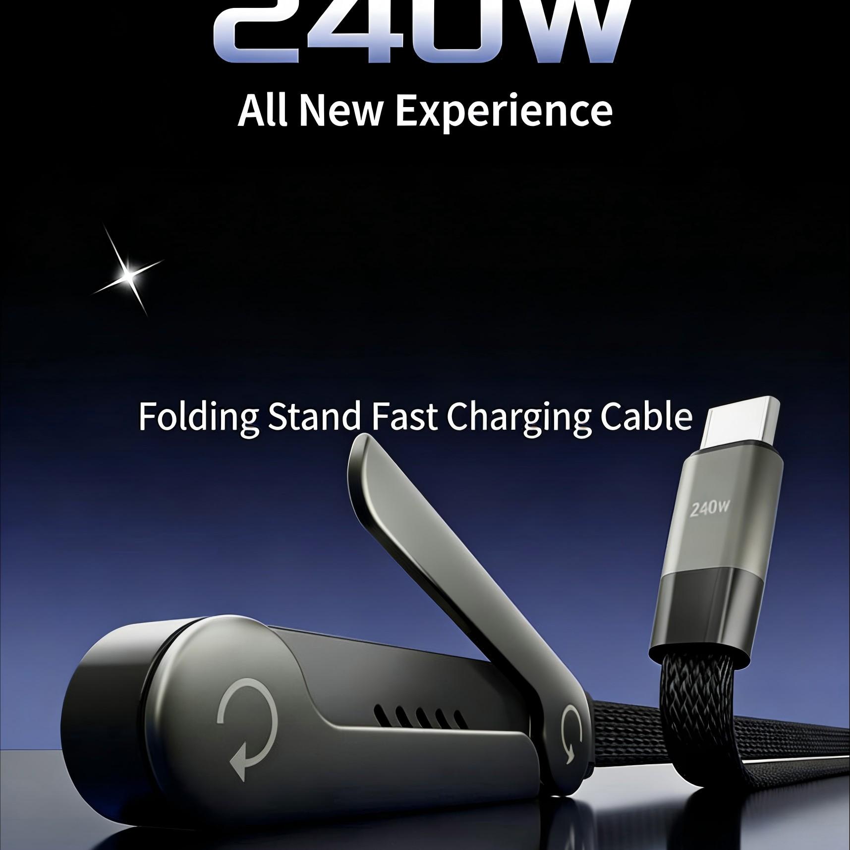 3-Pack 240W Fast-Charging Charging Cables, Phone Stand Included, 90° Bent Connector, 360° Rotatable, Braided 1.5m Cable, Compatible with iPhone 17, 16 and 15 3-Pack 240W Fast-Charging Charging Cables, Phone Stand Included, 90° Bent Connector, 360° Rotatable, Braided 1.5m Cable, Compatible with iPhone 17, 16 and 15