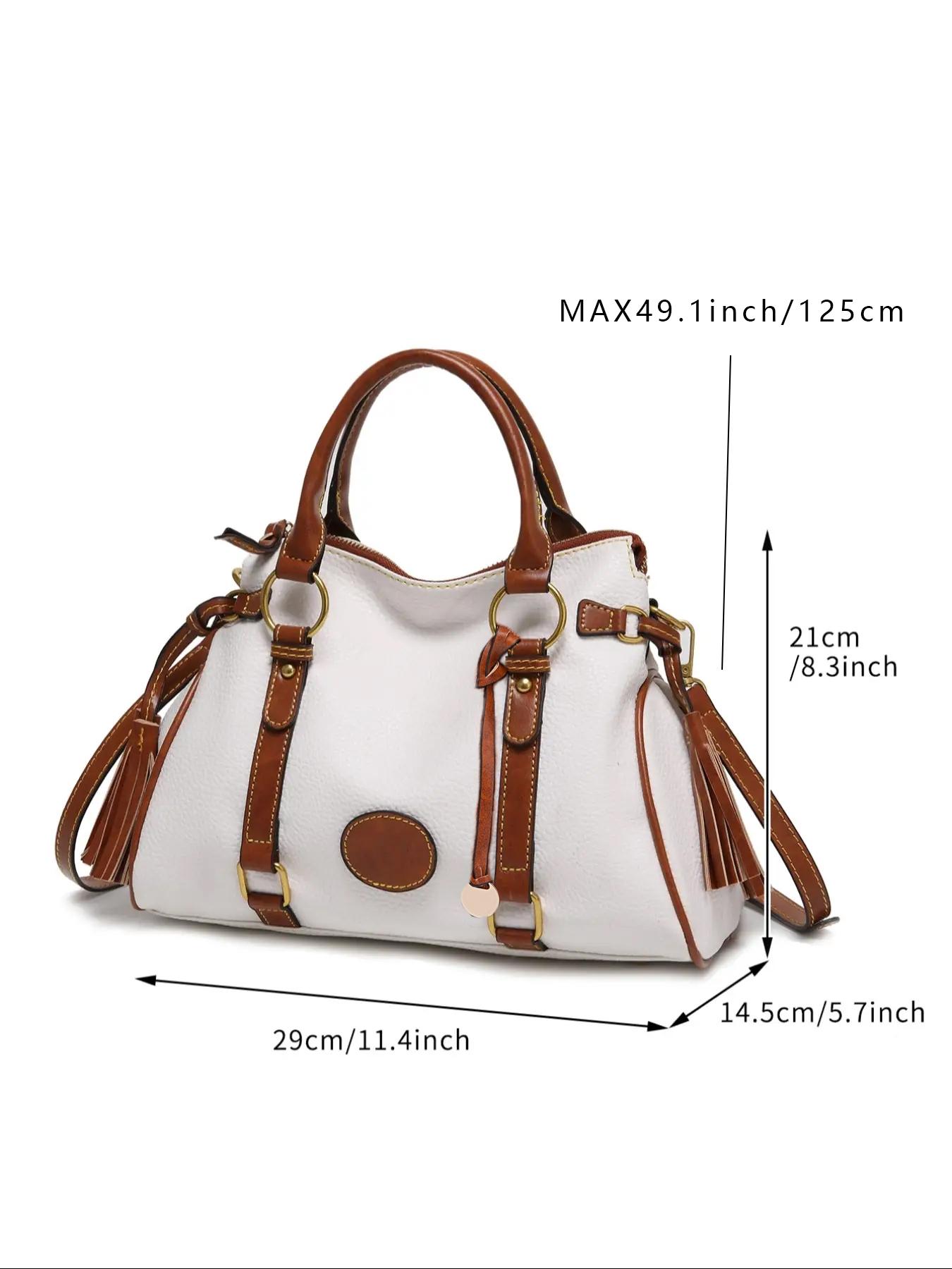 1 Piece Women's Fashionable Simple Color Tote Bag, Crossbody Tote Bag, Fashionable Large Capacity Tote Bag for Women & Men, Retro Bag for Commuters and Students