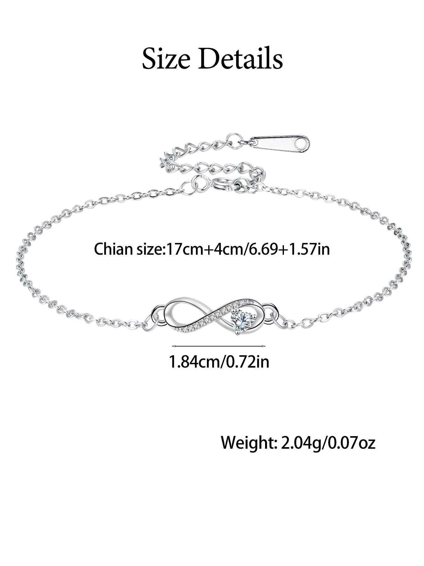 Love Heart CZ Birthstone Infinity Bracelets With Moss Bear Rose Jewelry Gift Box, Endless Love Symbol Bracelets for Women, Anniversary Birthday Christmas Jewelry Gift for Wife Mom Daughter, Heart Shaped Bracelet