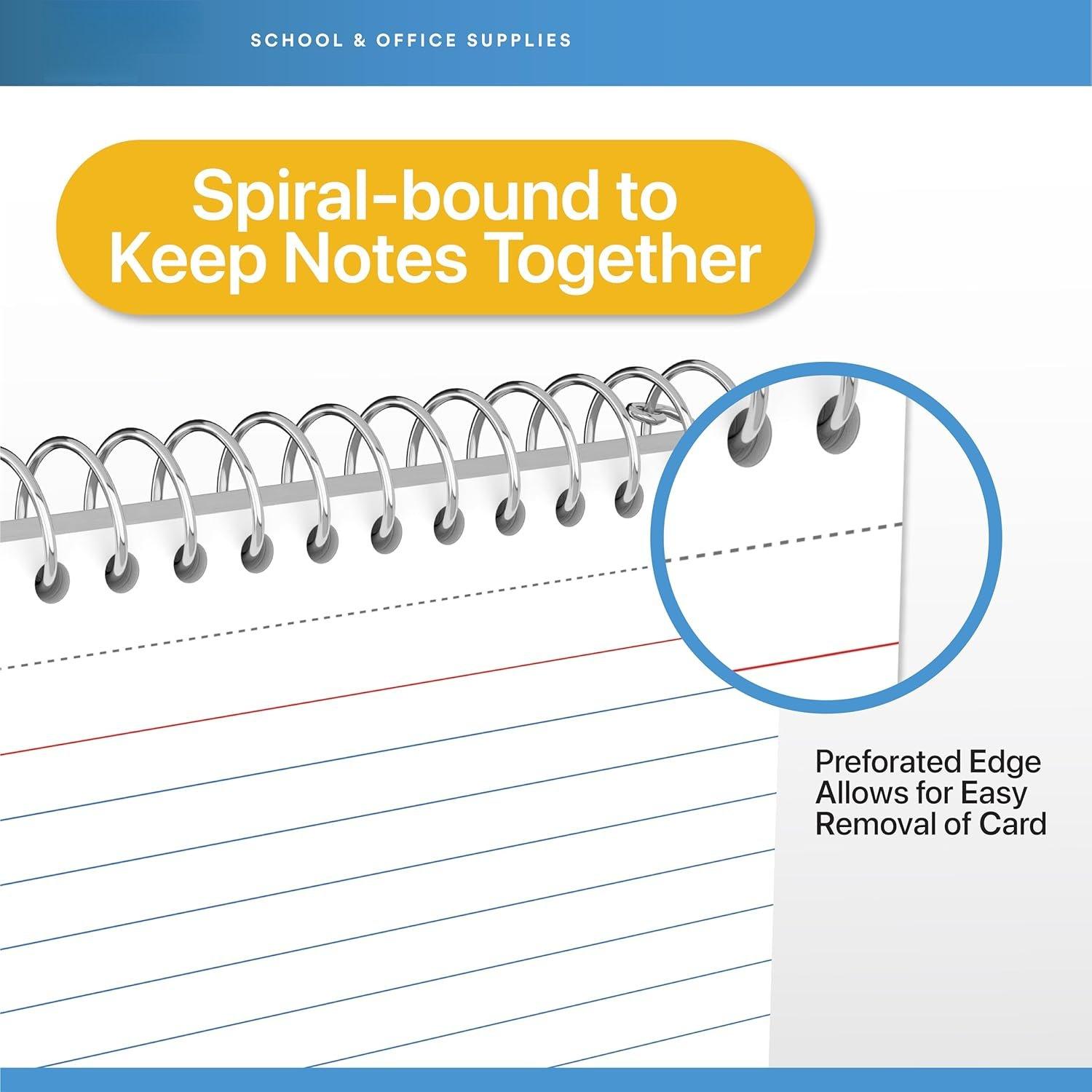 Spiral Bound White Index Cards 3x5 Index Card Book Spiral Flashcards White Note Cards (10 Pack)